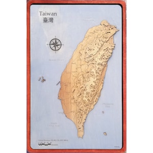Taiwan Wood Engraved Map