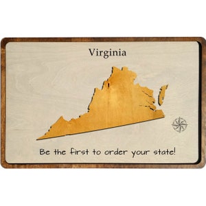 Virginia Map Handmade Gift Wood Wall Art - Vintage Travel Home Decor