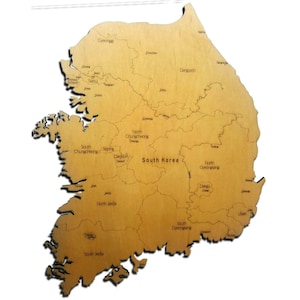 South Korea Map Handmade Gift Wood Wall Art - Vintage Travel Home Decor