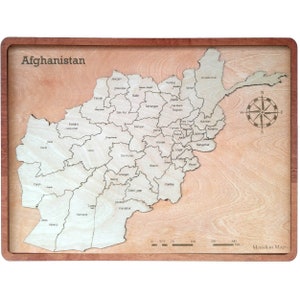 Afghanistan Map Handmade Gift Wood Wall Art - Vintage Travel Home Decor