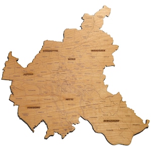 Hamburg, Germany Map Handmade Gift Wood Wall Art - Vintage Travel Home Decor