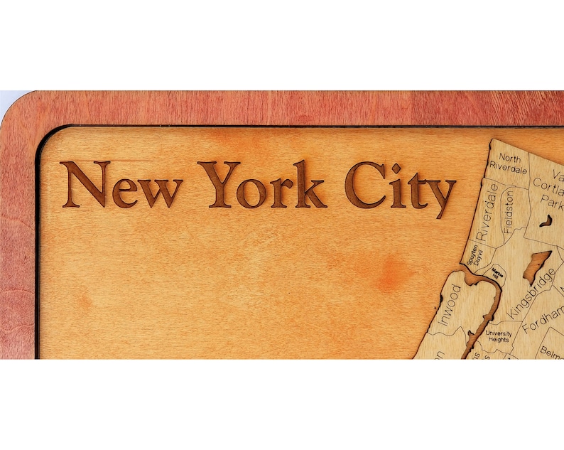 NYC New York City Wood Engraved Map Etsy