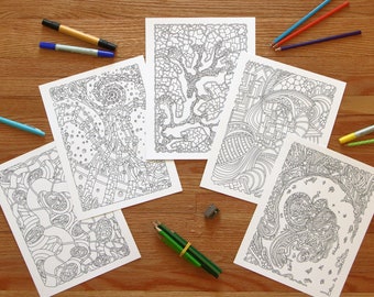 Abstract Printable Coloring Pages, 5 Pack, 1 of 10