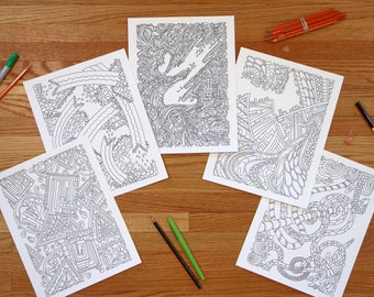 Abstract Printable Coloring Pages, 5 Pack, 2 of 10