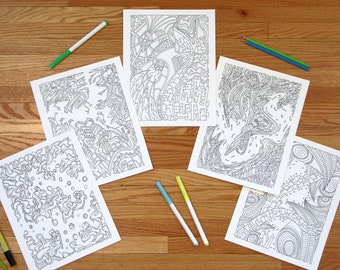 Abstract Printable Coloring Pages, 5 Pack, 8 of 10
