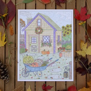Autumn Cottage Printable Coloring Page image 6