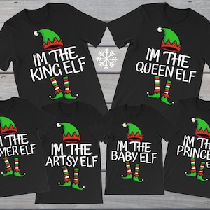 Elf Shirts Set Christmas Family Matching T Shirts, Couple Christmas Tee's, Personalized Elf Name, Christmas Shirts, Customized Christmas Tee