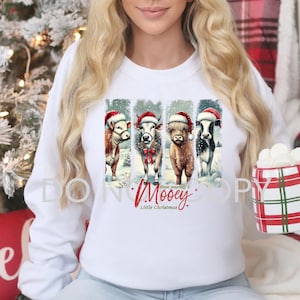 Mooey Cow Christmas Vintage Sweater | Cute Christmas Sweatshirt | Ugly Christmas Sweater | Women Holiday Shirt | Cute Cow Christmas Shirt