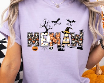 Custom Halloween Grandma and Grandkids TShirt | Granny, Memaw, MawMaw Tee | Comfort Colors® Halloween T-shirt | Halloween Gift For Women