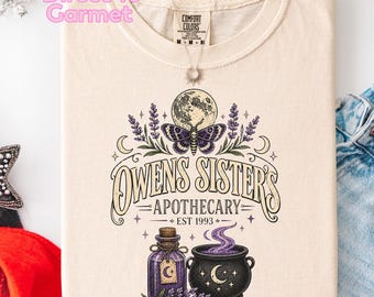 Owens Sisters Apothecary Shirt | Witchy Halloween Comfort Colors Tee | Vintage Witch Shirt | Bookish Fall T-Shirt | Spooky Season Tee