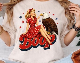 Boop Patriotic Shirt, Vintage Pin Up Girl Tee, Patriotic Eagle Shirt, Fourth of July Shirt, Retro Americana Graphic Tee