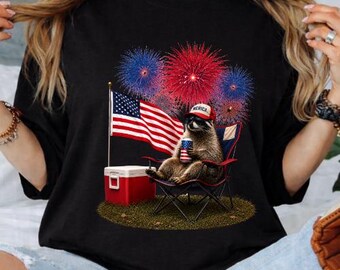 Patriotic Groundhog Shirt, Funny 4th of July Tee, America Animal Shirt, Fireworks BBQ Shirt, USA Summer Graphic Tee, Freedom