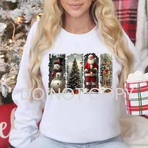 Retro Christmas Sweater | Cute Christmas Sweatshirt | Ugly Christmas Sweater | Women Holiday Shirt | Vintage Santa Snowman Nutcracker