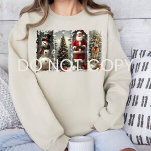 Retro Christmas Sweater | Cute Christmas Sweatshirt | Ugly Christmas Sweater | Women Holiday Shirt | Vintage Santa Snowman Tree