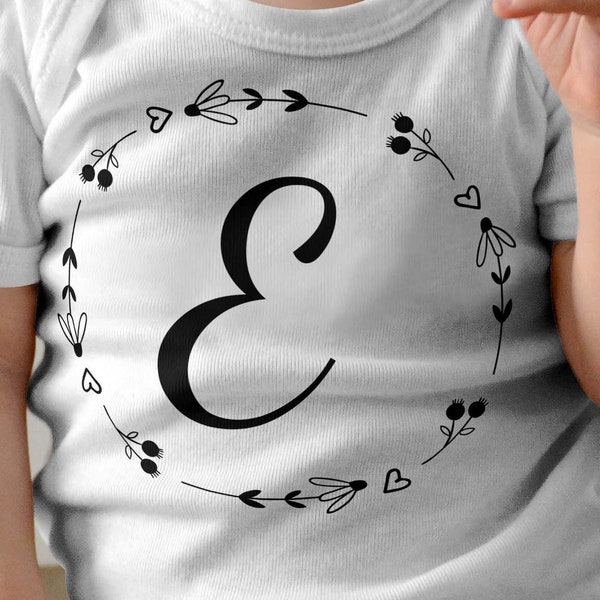 E Initial Svg, Floral Initial Svg, Initial Monogram Svg, Initial Svg For Cricut, Little Girl Svg, Monogram Svg, Fancy Letter Svg