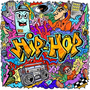 Hip Hop Graffiti Doodle Art illustration | Vector Art Print | Urban Art | Cartoon illustration | Hip Hop Rap | Digital Download | AI SVG PNG