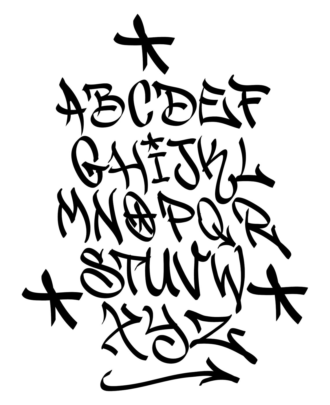 Graffiti Handstyle Alphabet Vector Font AI, EPS, SVG, Street Font ...