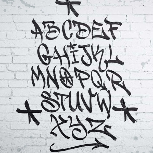 Graffiti Handstyle Alphabet Vektor Schriftart - AI, EPS, SVG, Street Font, Urban Art Graffiti Fonts