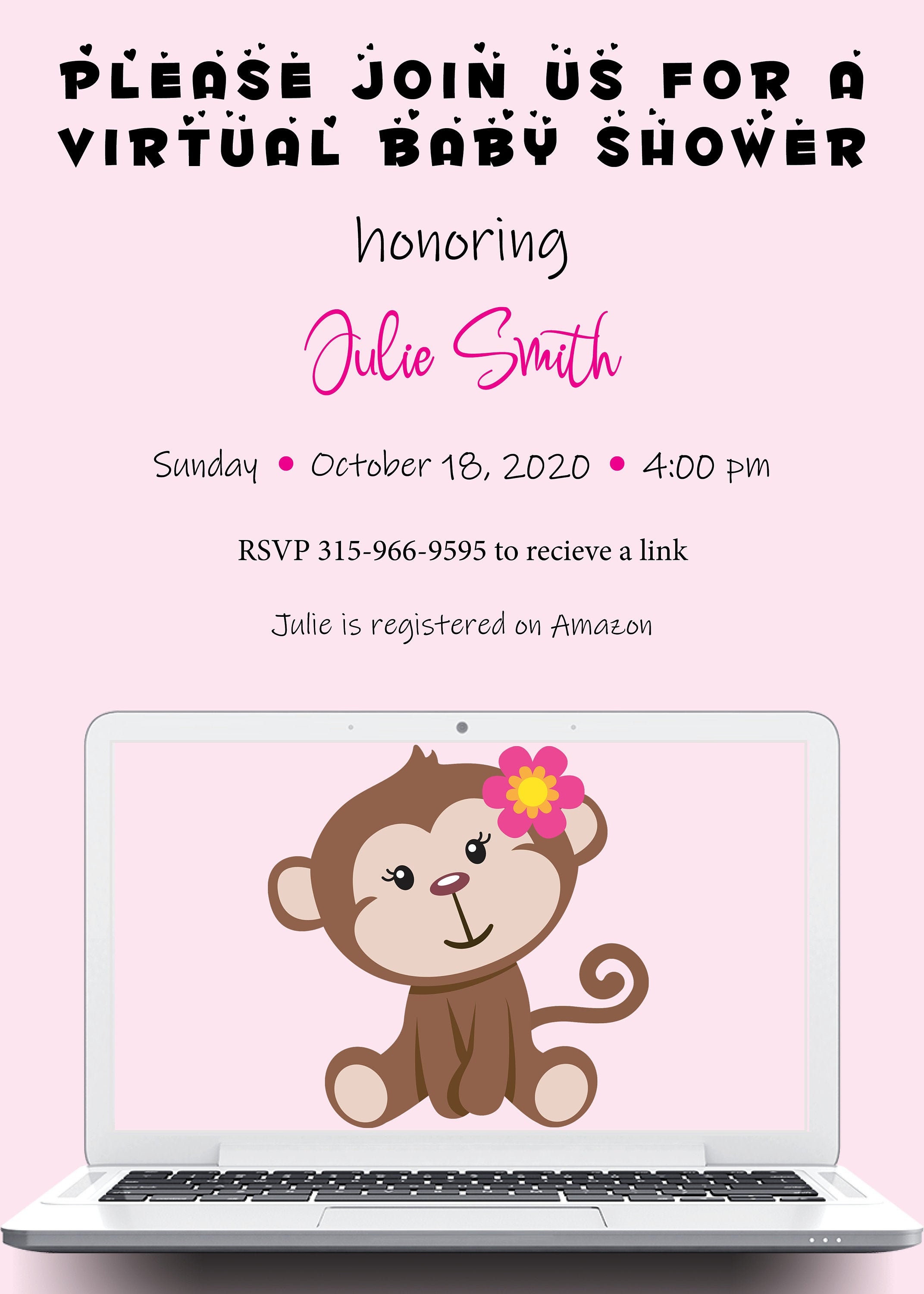 Virtual Baby Shower Invitation. It's a girl Etsy
