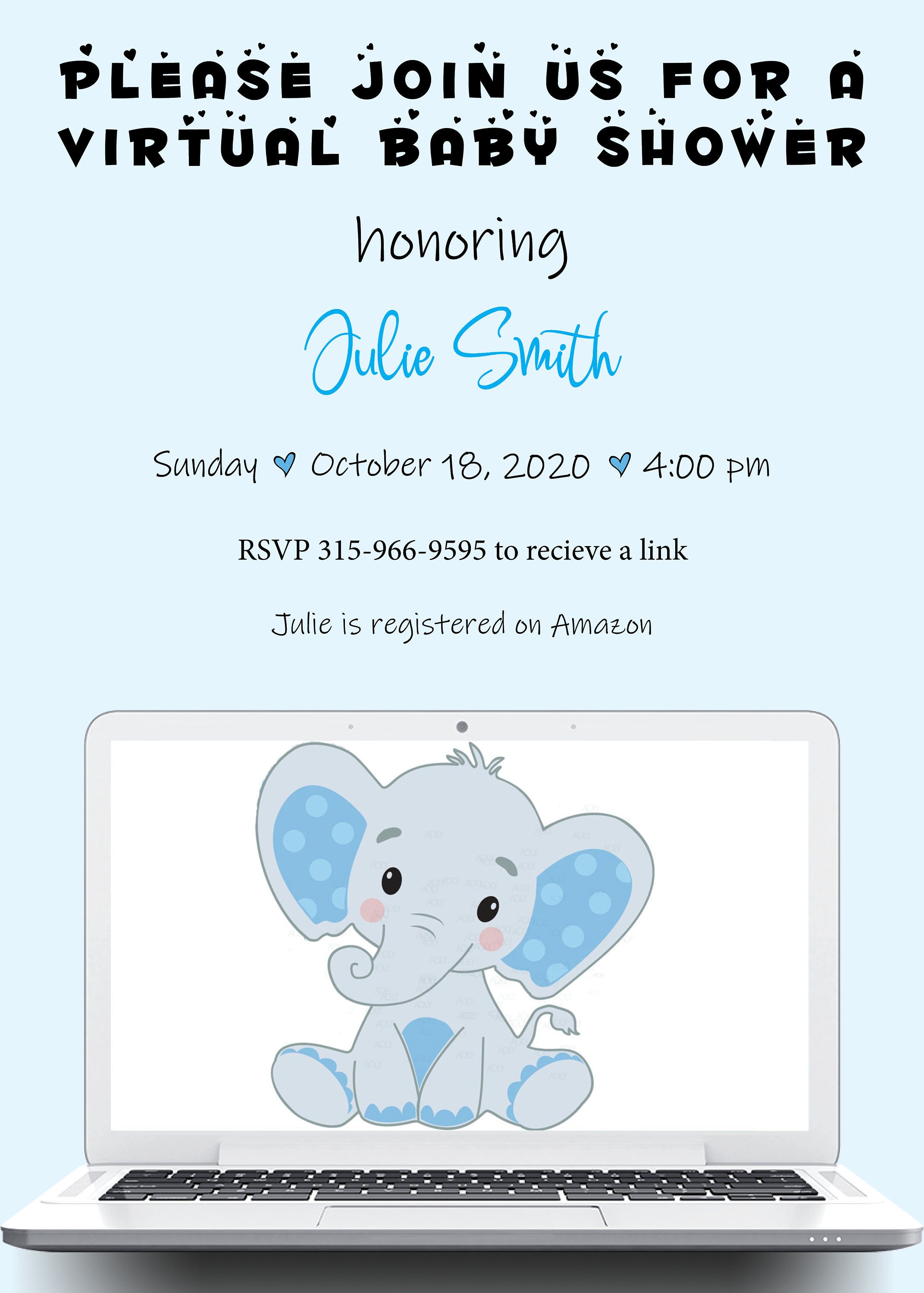 Virtual Baby Shower Invitation. It's a boy Etsy