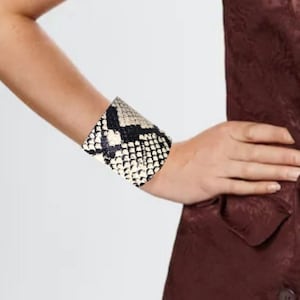Snake Print Leather Cuff Bracelet: Wide Italian Leather