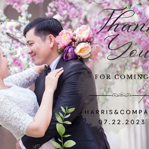 A foto do casamento agradece-lhe cartões. Você vai impressionar seu convidado com seus próprios cartões de agradecimento