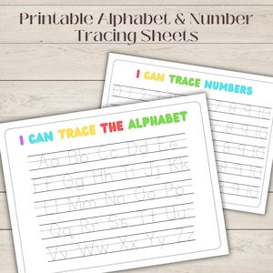 Alphabet Tracing Worksheet, Printable Alphabet Practice, Numbers Tracing, Handwriting Practice, ABC Writing Worksheet, 123 Tracing Printable