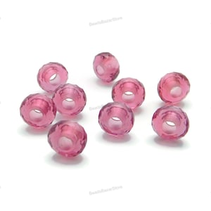 AAA Pink Tourmaline Hydro Quartz,European Bracelet Fit Charms Beads,Rose Cut Rondelle Big Hole Beads 8x14mm Large Hole Beads, 5mm Hole, 5 Pc