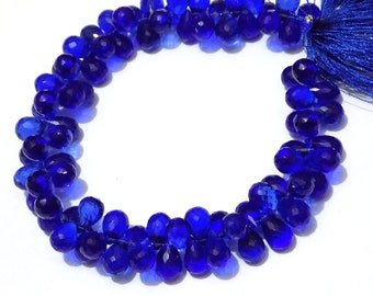 AAA Blue Kyanite Hydro Quartz Faceted High Polished Tear Drop Briolette Beads,For Jewelry Making,Jewelry Supplies 6x9mm-8x12mm 8 Inch Strand