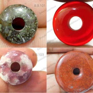 Naturlig serfinit, rubinhydrokvarts, naturlig lapidolit, naturlig röd mossagat, handgjorda släta munkpärlor, runda pärlor med stort hål 12 mm-25 mm
