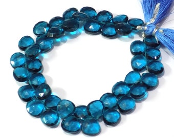 Neon Apatite Hydro Quartz Faceted High Polished Heart Shape Briolette Beads 10x10mm 8 Inch Strand Free Shipping