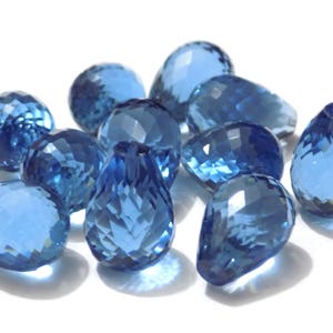 Tanzanite Quartz Faceted Handmade Teardrop Top Half Drill 10x14mm 10 Piece Perfect For Earring