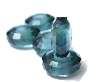 New Arrival London Topaz Lab Quartz, Handmade Rose Cut Wheel Shape Beads, 7x14mm Size, Big Hole Beads, European Beads, 5mm Hole, 5 Piece
