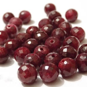 Robijn korund handgemaakte gefacetteerde bol ronde bollen kralen bovenkant halve boor 6 mm-16 mm 10 stuks