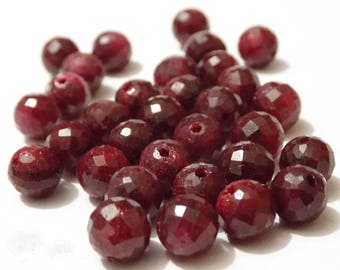 Ruby Corundum Handmade Faceted Sphere Round Balls Beads Top Half Drill 6mm-16mm 10 Piece