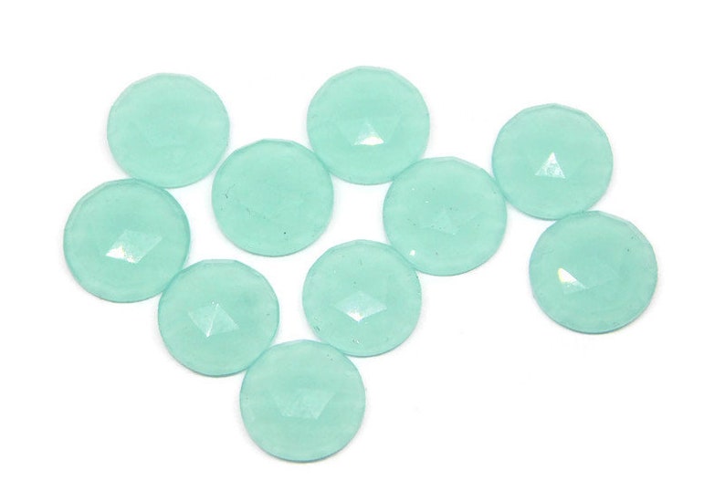RC-10 5 Pieces Aqua Quartz Round Flat Back Rose Cut Size 8x8x3mm Round Cabochon European Bracelet Rose Cut Charms-