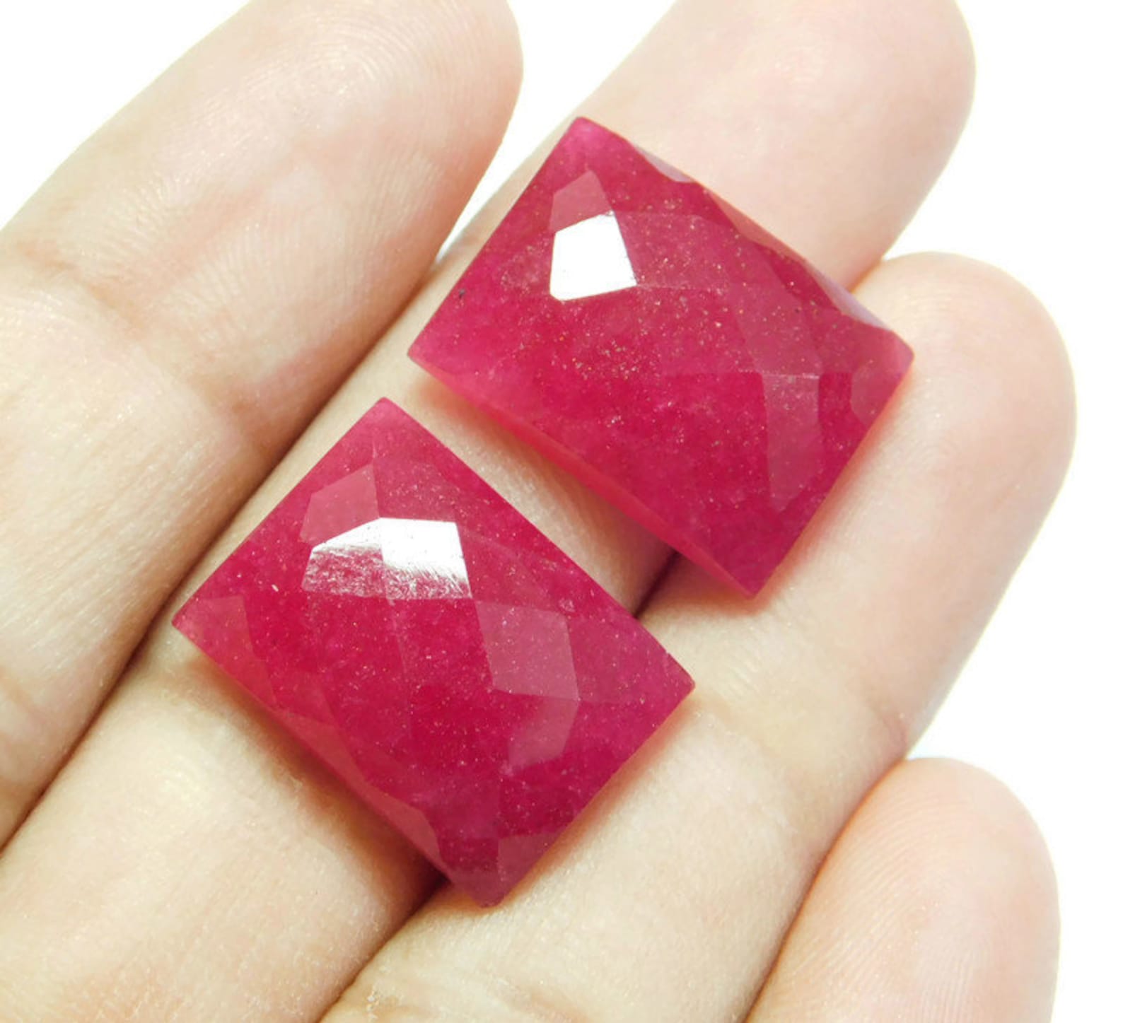 Dyed Red Ruby Quartz Gemstone Handmade Flat Back Faceted Etsy