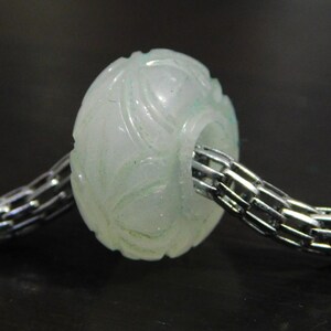 Natural White Aventurine, Handmade Carved Rondelle European Bracelet Fit Charms Beads, 8x14mm Size, Big Hole Beads, 3mm-6mm Hole