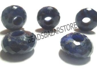Natur Sodalith European Handmade Facettierte Rondelle Großloch Perlen 8x14mm 5 Stück 5mm Loch