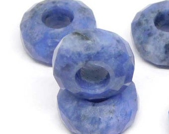 Natürliche blaue Sodalith Edelstein, europäische Armband passen Charms Perlen, Rad Form Rosenschliff Perlen, Großloch Perlen, 8 x 14 mm Größe, 5 mm Loch, 5 Stück