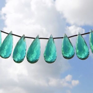 AAAA Green Apatite Hydro Quartz Faceted Handmade Teardrop Side Drill Briolette Beads,Jewelry Supplies,Briolette Beads 10x20mm 5 Matched Pair