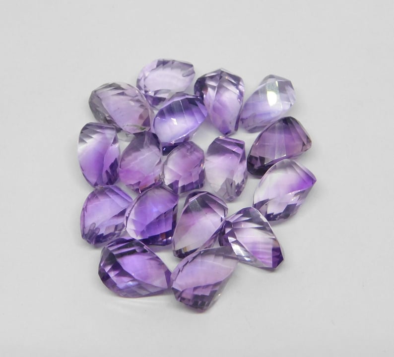 Natural Purple Amethyst Step Cut Handmade Twisted Shape Top Half Drill 8x12mm Perfect For Earring 2 Matched Pair FD-86