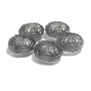 Gray Cats Eye Lab Quartz, Carved Rondelle Beads, European Fit Charms Beads, 8x14mm Size, Big Hole Beads, Large Hole Beads, 5mm Hole, 5 Piece