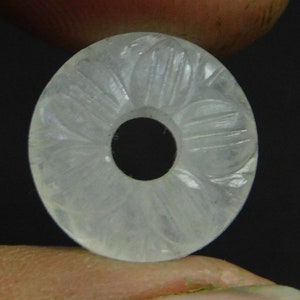 AAA Natural White Moonstone, Donut Carved Beads, Round Beads, Big Hole Beads, Circle Round Spacer Beads, Handmade Beads, 2 Piece 12mm-25mm