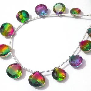 AAAA Multi Color Mystic Doublet Quartz Faceted Handmade Pear Shape Side Drill Cut Stone 10x10-14x14mm 12 PieceItem Code: A.10