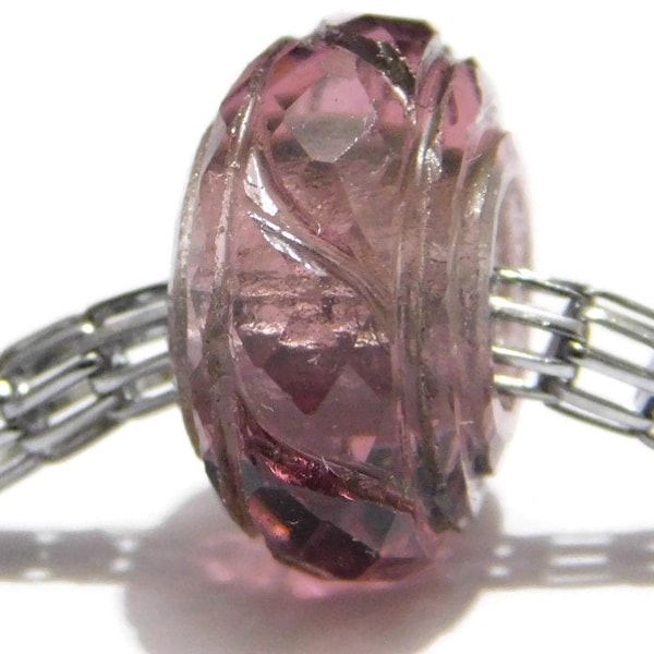 Cuarzo hidroturmalina rosa AAA, cuentas redondas talladas a mano, con orificio grande, de 8 x 14 mm a 10 x 16 mm, con orificio de 3 mm a 6 mm, 5 unidades