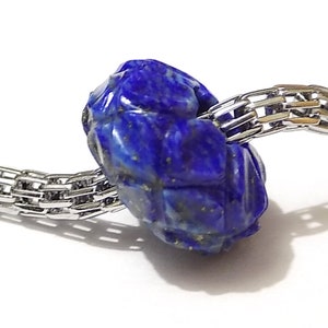 Natürliche Lapislazuli Perlen, handgemachte geschnitzte Perlen, europäische Armband Fit Charms Perlen, Schmuckherstellung, Größe 14 x 8 mm, 5 mm Loch 5 Stück