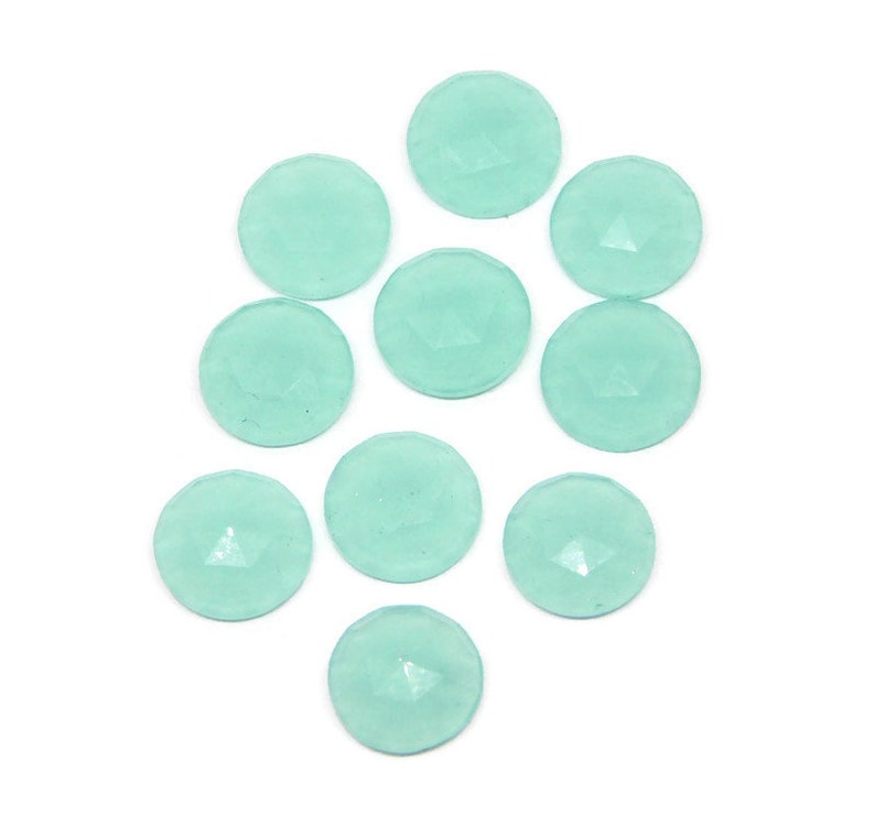 RC-10 5 Pieces Aqua Quartz Round Flat Back Rose Cut Size 8x8x3mm Round Cabochon European Bracelet Rose Cut Charms-