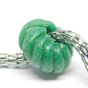 Natural Green Aventurine Melon Carved European Bracelet Fit Charms Beads 14x8mm 5mm Hole 5 Piece
