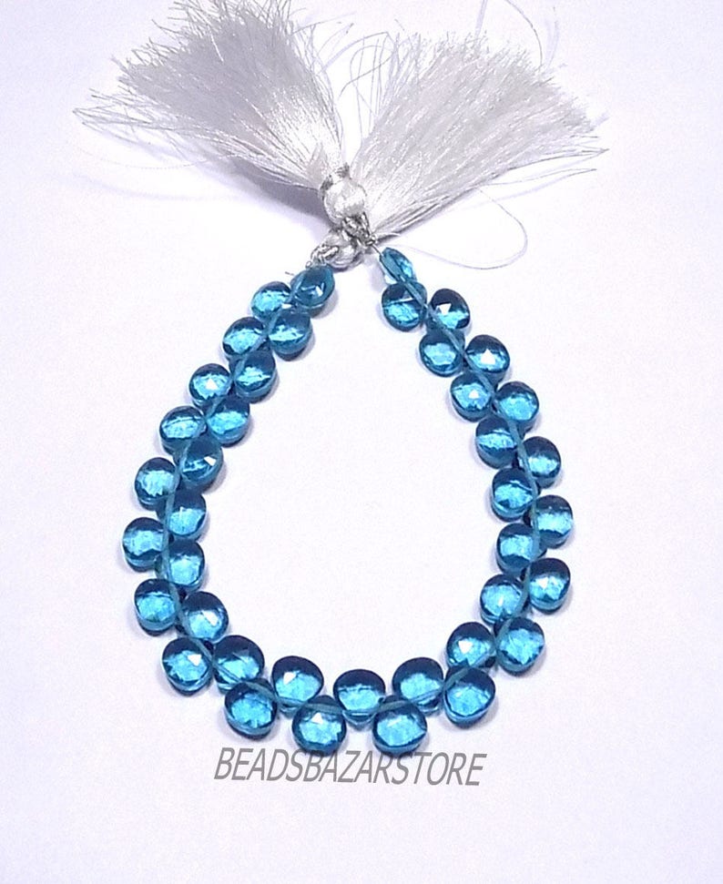 AAAA Neon Apatite Hydro Quartz Faceted Handmade Heart Shape Side Drill Briolette Beads 8x8mm 8 Inch Strand